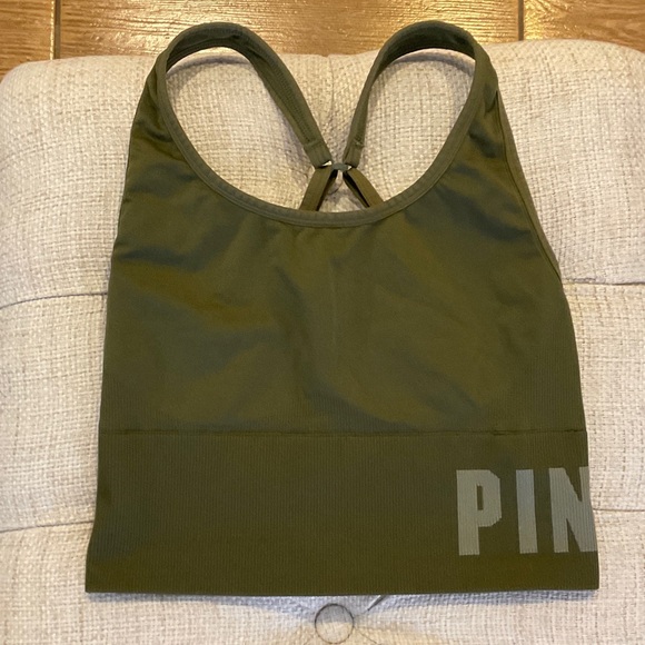 PINK Victoria's Secret Other - PINK Victoria's Secret Olive Seamless Racerback Sports Bra